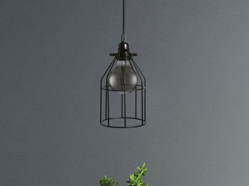LED fekete fém függeszték 1xE27, max.60W, Ø220x1000mm, IP20 - ME0011