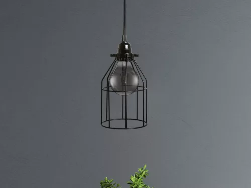 LED fekete fém függeszték 1xE27, max.60W, Ø220x1000mm, IP20 - ME0011