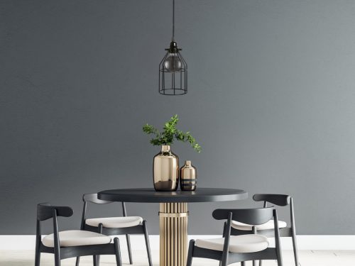 LED fekete fém függeszték 1xE27, max.60W, Ø220x1000mm, IP20 - ME0011
