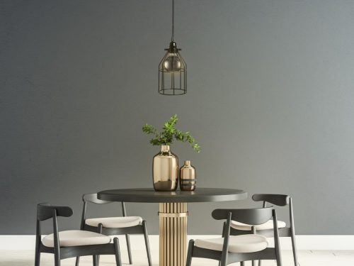 LED fekete fém függeszték 1xE27, max.60W, Ø220x1000mm, IP20 - ME0011