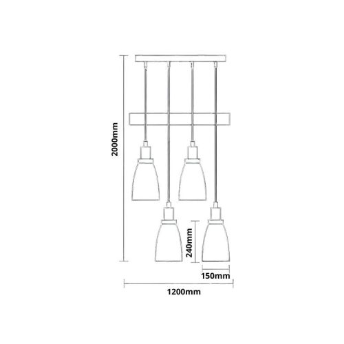 LED fém függeszték 4xE27, max.60W, Ø150x240x2000mm, IP20 - ME0013-3