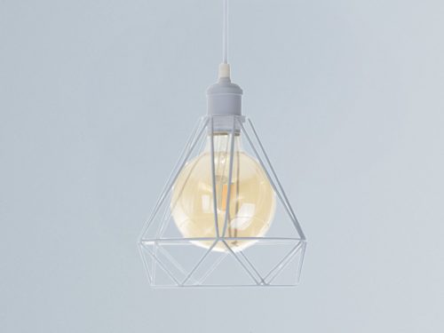 Fém függőlámpa 60W E27 foglalattal, fehér, Ø220x200x800 mm - ME0110