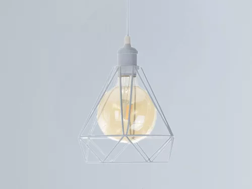 Fém függőlámpa 60W E27 foglalattal, fehér, Ø220x200x800 mm - ME0110