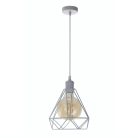 Fém függőlámpa 60W E27 foglalattal, fehér, Ø220x200x800 mm - ME0110