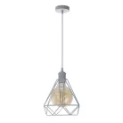 Fém függőlámpa 60W E27 foglalattal, fehér, Ø220x200x800 mm - ME0110