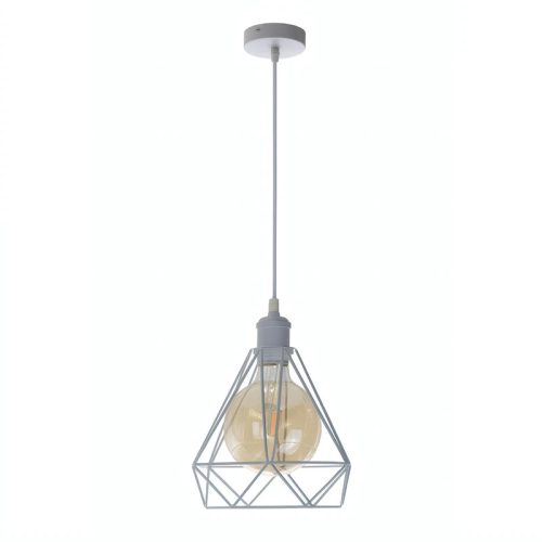 Fém függőlámpa 60W E27 foglalattal, fehér, Ø220x200x800 mm - ME0110
