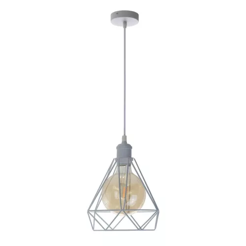 Fém függőlámpa 60W E27 foglalattal, fehér, Ø220x200x800 mm - ME0110