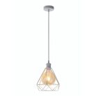 Fém függőlámpa 60W E27 foglalattal, fehér, Ø220x200x800 mm - ME0110