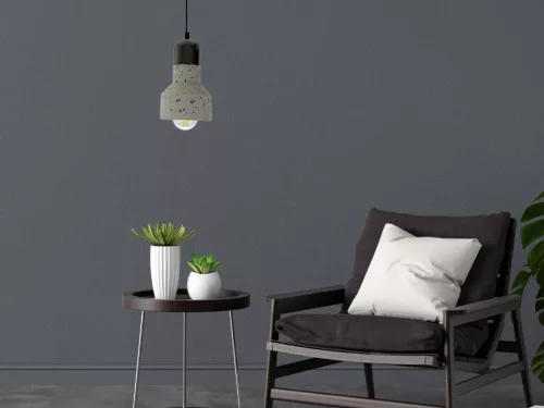 Függőlámpa terrazzo fehér 1xE27 max.60W IP20 Ø120x200x1000mm - ME0214R/W