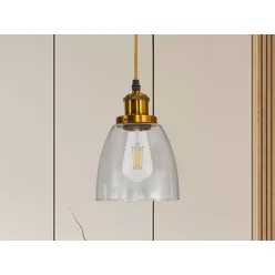   Üveg függőlámpa 60W E27 foglalattal, átlátszó, Ø140-160x1000 mm - ME0505H