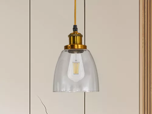 Üveg függőlámpa 60W E27 foglalattal, átlátszó, Ø140-160x1000 mm - ME0505H