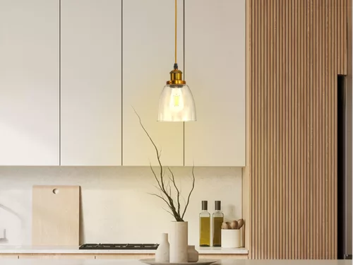 Üveg függőlámpa 60W E27 foglalattal, átlátszó, Ø140-160x1000 mm - ME0505H