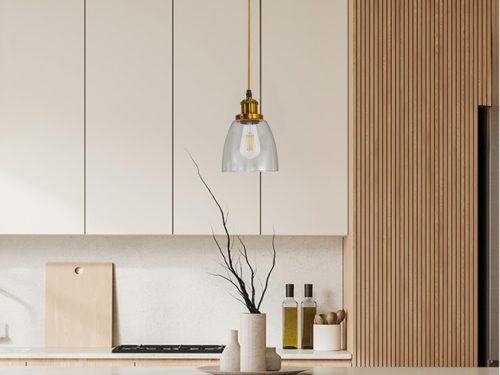 Üveg függőlámpa 60W E27 foglalattal, átlátszó, Ø140-160x1000 mm - ME0505H