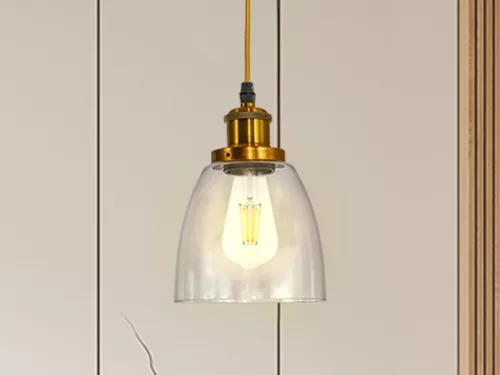 Üveg függőlámpa 60W E27 foglalattal, átlátszó, Ø140-160x1000 mm - ME0505H