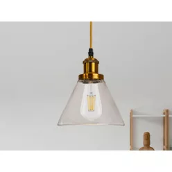   Üveg függőlámpa 60W E27 foglalattal, átlátszó, Ø185x140x1000 mm - ME0506H