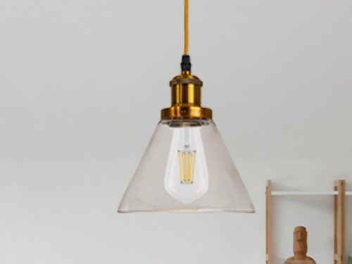 Üveg függőlámpa 60W E27 foglalattal, átlátszó, Ø185x140x1000 mm - ME0506H