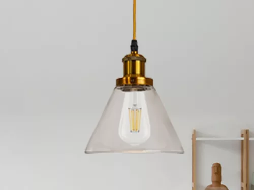 Üveg függőlámpa 60W E27 foglalattal, átlátszó, Ø185x140x1000 mm - ME0506H