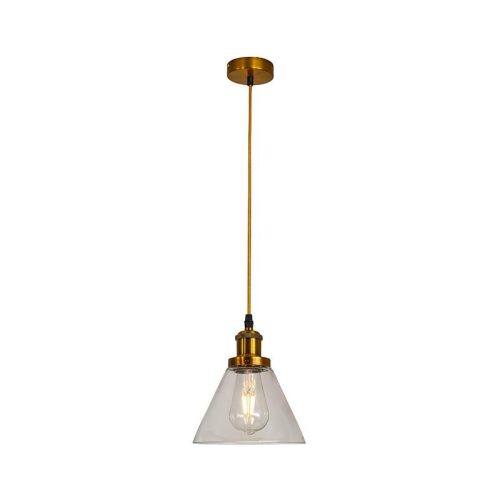 Üveg függőlámpa 60W E27 foglalattal, átlátszó, Ø185x140x1000 mm - ME0506H
