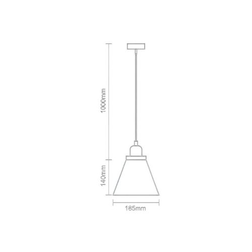 Üveg függőlámpa 60W E27 foglalattal, átlátszó, Ø185x140x1000 mm - ME0506H