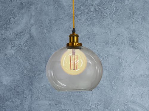 Üveg függőlámpa 60W E27 foglalattal, átlátszó, Ø250x230x1000 mm - ME0507H