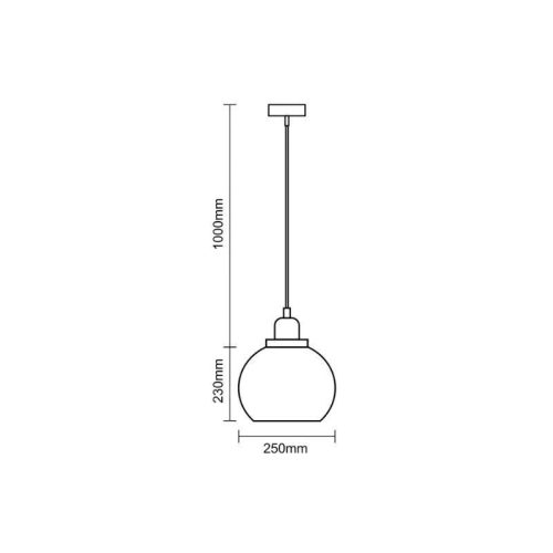 Üveg függőlámpa 60W E27 foglalattal, átlátszó, Ø250x230x1000 mm - ME0507H