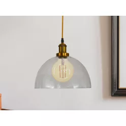   Üveg függőlámpa 60W E27 foglalattal, átlátszó, Ø300x150x1000 mm - ME0508H