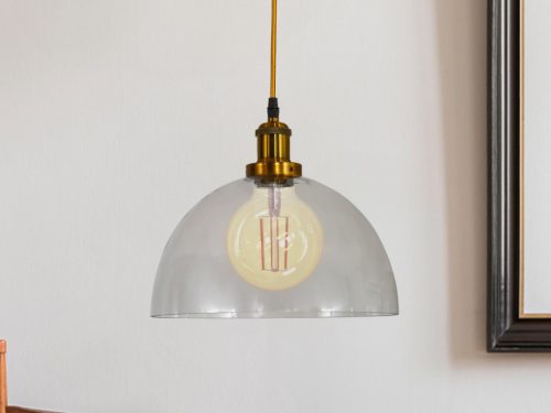 Üveg függőlámpa 60W E27 foglalattal, átlátszó, Ø300x150x1000 mm - ME0508H