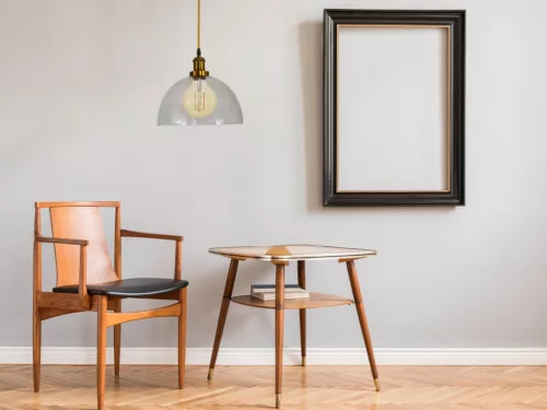 Üveg függőlámpa 60W E27 foglalattal, átlátszó, Ø300x150x1000 mm - ME0508H