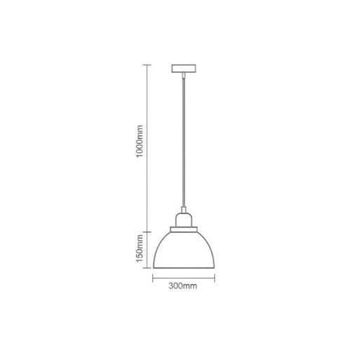 Üveg függőlámpa 60W E27 foglalattal, átlátszó, Ø300x150x1000 mm - ME0508H