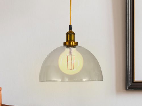 Üveg függőlámpa 60W E27 foglalattal, átlátszó, Ø300x150x1000 mm - ME0508H