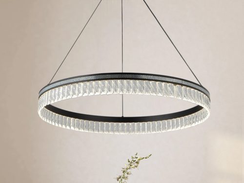 Kristály függesztett lámpa 55W 3100lm 3000-6000K IP20 matt fekete 800x1250 mm - N2102