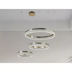   Kristály függesztett lámpa 120W 6600lm 3000-6000K IP20 arany 800+600+400 mm - N2104