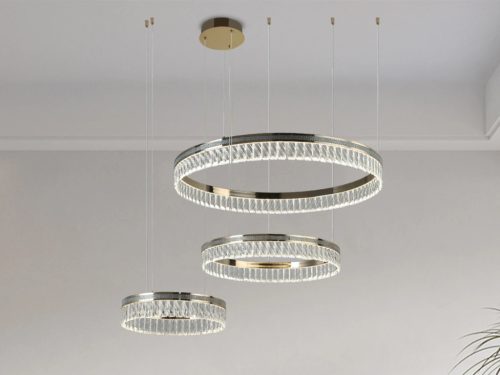 Kristály függesztett lámpa 120W 6600lm 3000-6000K IP20 arany 800+600+400 mm - N2104