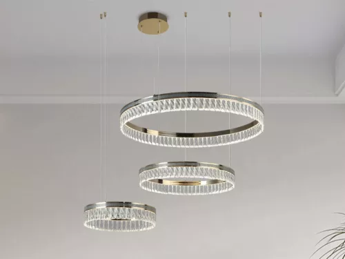 Kristály függesztett lámpa 120W 6600lm 3000-6000K IP20 arany 800+600+400 mm - N2104