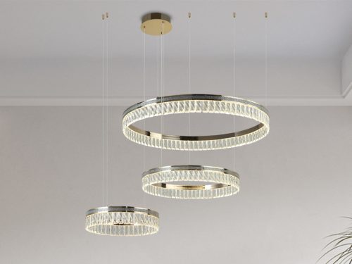 Kristály függesztett lámpa 120W 6600lm 3000-6000K IP20 arany 800+600+400 mm - N2104