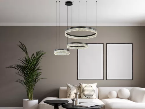 Kristály függesztett lámpa 120W 6600lm 3000-6000K IP20 matt fekete 800+600+400 mm - N2105