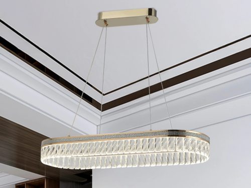 Kristály függesztett csillár THALIA, 50W, 2800 lm, 3000K-6000K, arany, 800x1250 mm - N2107