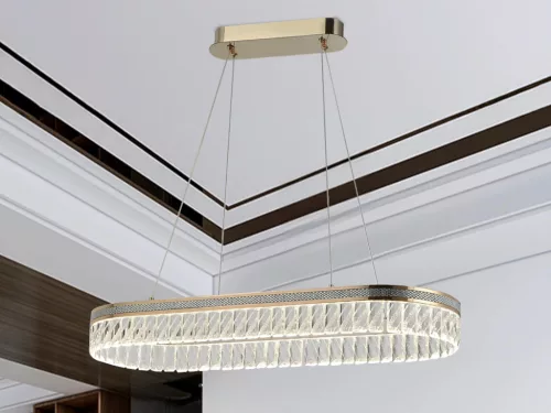 Kristály függesztett csillár THALIA, 50W, 2800 lm, 3000K-6000K, arany, 800x1250 mm - N2107