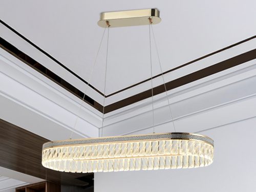 Kristály függesztett csillár THALIA, 50W, 2800 lm, 3000K-6000K, arany, 800x1250 mm - N2107