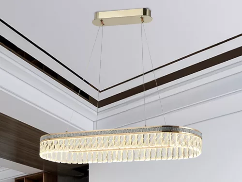 Kristály függesztett csillár THALIA, 50W, 2800 lm, 3000K-6000K, arany, 800x1250 mm - N2107