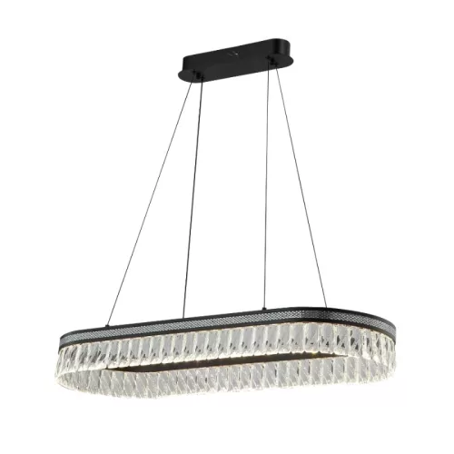 Kristály függesztett csillár THALIA, 50W, 2800 lm, 3000K-6000K, matt fekete, 800x1250 mm - N2108