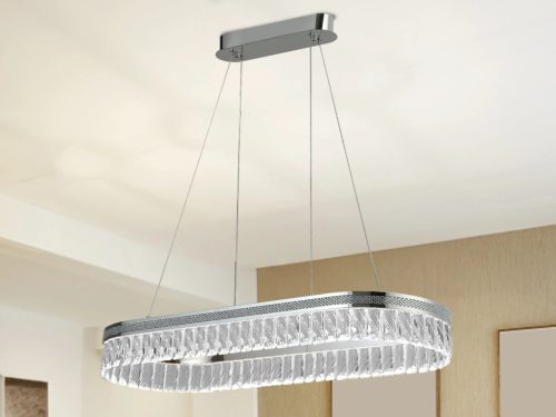 Kristály függesztett csillár THALIA, 50W, 2800 lm, 3000K-6000K, króm, 800x1250 mm - N2109
