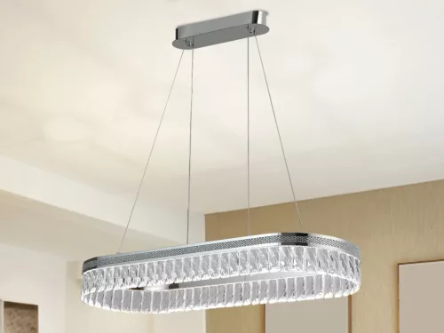 Kristály függesztett csillár THALIA, 50W, 2800 lm, 3000K-6000K, króm, 800x1250 mm - N2109