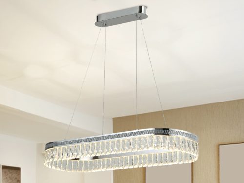 Kristály függesztett csillár THALIA, 50W, 2800 lm, 3000K-6000K, króm, 800x1250 mm - N2109