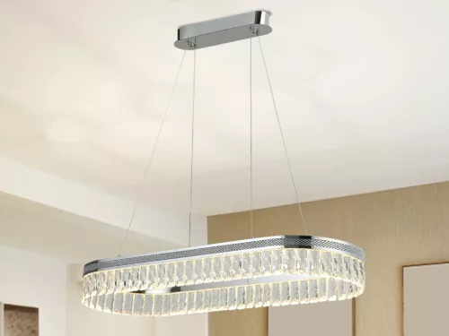 Kristály függesztett csillár THALIA, 50W, 2800 lm, 3000K-6000K, króm, 800x1250 mm - N2109