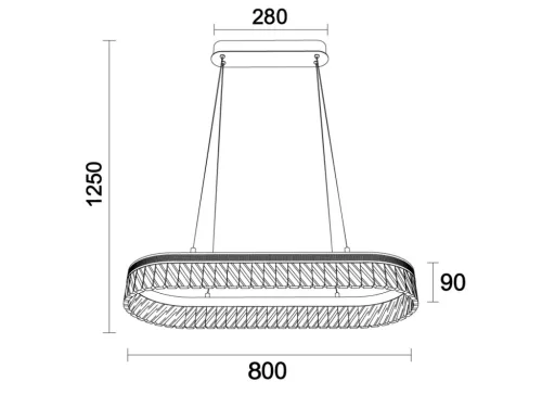 Kristály függesztett csillár THALIA, 50W, 2800 lm, 3000K-6000K, króm, 800x1250 mm - N2109