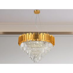   Kristály függesztett csillár E14 foglalattal, 11x40W, 800x1600 mm, IP20, arany - N2203