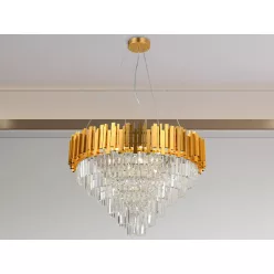   Kristály függesztett csillár E14 foglalattal, 11x40W, 800x1600 mm, IP20, arany - N2203