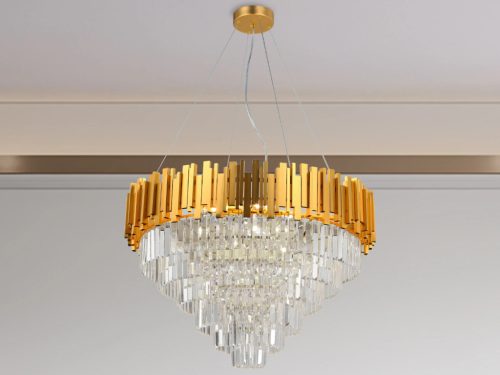 Kristály függesztett csillár E14 foglalattal, 11x40W, 800x1600 mm, IP20, arany - N2203
