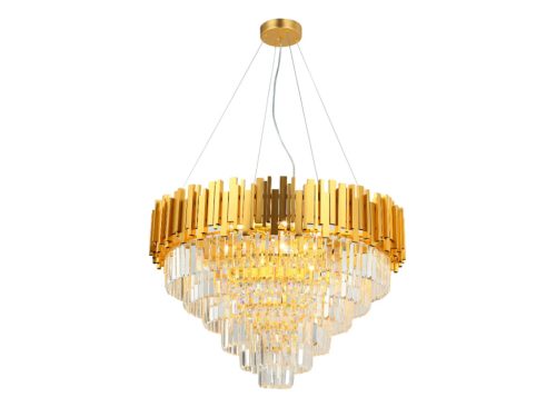 Kristály függesztett csillár E14 foglalattal, 11x40W, 800x1600 mm, IP20, arany - N2203
